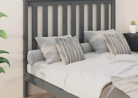 Tăblie de pat, gri, 146x6x101 cm, lemn masiv de pin - 4/5