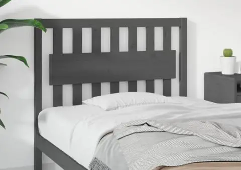 Tăblie de pat, gri, 105,5x4x100 cm, lemn masiv de pin - 1/5
