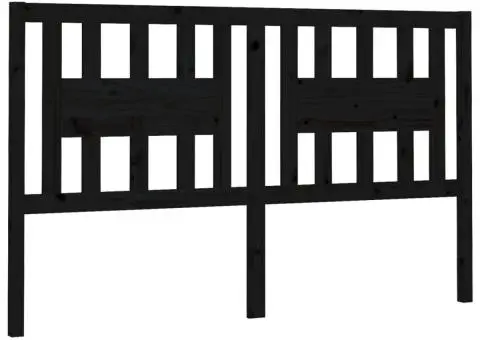 Tăblie de pat, negru, 126x4x100 cm, lemn masiv de pin - 2/5