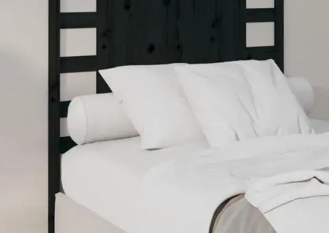 Tăblie de pat, negru, 81x4x100 cm, lemn masiv de pin - 1/5