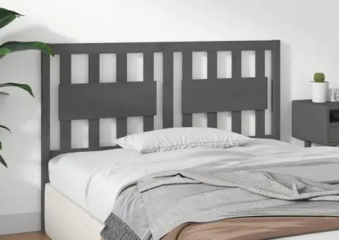 Tăblie de pat, gri, 125,5x4x100 cm, lemn masiv de pin - 4/5