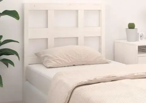 Tăblie de pat, alb, 95,5x4x100 cm, lemn masiv de pin - 1/5