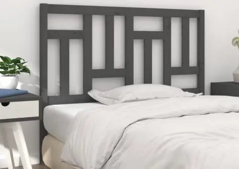 Tăblie de pat, gri, 125,5x4x100 cm, lemn masiv de pin - 4/5