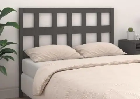 Tăblie de pat, gri, 145,5x4x100 cm, lemn masiv de pin - 1/5