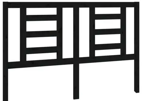 Tăblie de pat, negru, 141x4x100 cm, lemn masiv de pin - 2/5