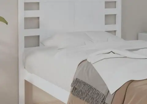 Tăblie de pat, alb, 106x4x100 cm, lemn masiv de pin - 4/5