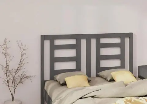 Tăblie de pat, gri, 126x4x100 cm, lemn masiv de pin - 1/5