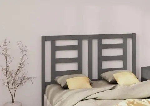 Tăblie de pat, gri, 126x4x100 cm, lemn masiv de pin - 4/5