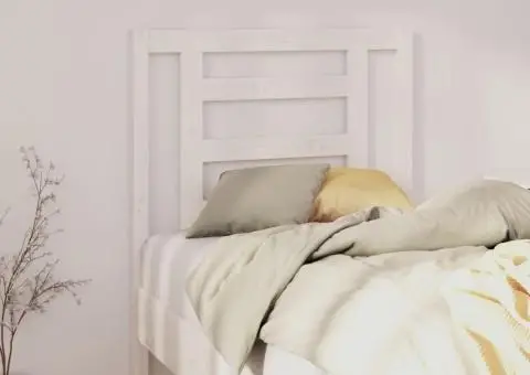 Tăblie de pat, alb, 81x4x100 cm, lemn masiv de pin - 1/5