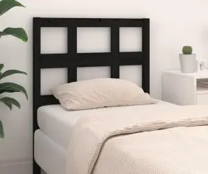 vidaXL Tăblie de pat, negru, 80,5x4x100 cm, lemn masiv de pin