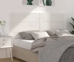 vidaXL Tăblie de pat, alb, 146x4x100 cm, lemn masiv de pin