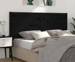 vidaXL Tăblie de pat, negru, 126x4x100 cm, lemn masiv de pin