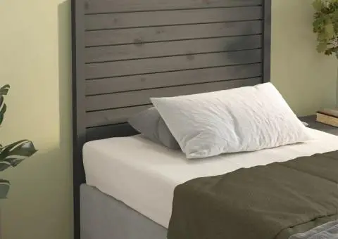 Tăblie de pat, gri, 81x4x100 cm, lemn masiv de pin - 1/5