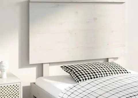 Tăblie de pat, alb, 94x6x82,5 cm, lemn masiv de pin - 1/5