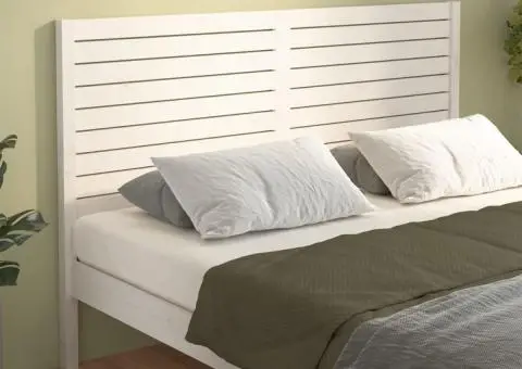 Tăblie de pat, alb, 141x4x100 cm, lemn masiv de pin - 1/5