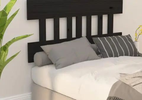 Tăblie de pat, negru, 143,5x3x81 cm, lemn masiv de pin - 5/5