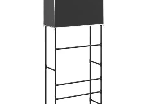 Raft de mașină de spălat 2 polițe negru 71x29,5x170,5 cm fier - 5/5