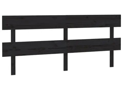 Tăblie de pat, negru, 184x3x81 cm, lemn masiv de pin - 2/5