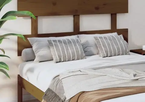 Tăblie de pat, maro miere, 138x3x81 cm, lemn masiv de pin - 1/5