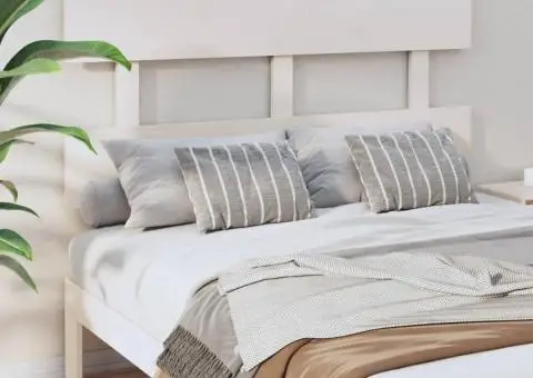 Tăblie de pat, alb, 124x3x81 cm, lemn masiv de pin - 1/5