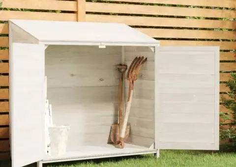 Șopron de grădină, alb, 102x52x112 cm, lemn masiv de brad - 1/5