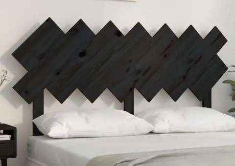 Tăblie de pat, negru, 151,5x3x81 cm, lemn masiv de pin - 1/5