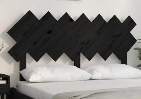 Tăblie de pat, negru, 151,5x3x81 cm, lemn masiv de pin - 3/5