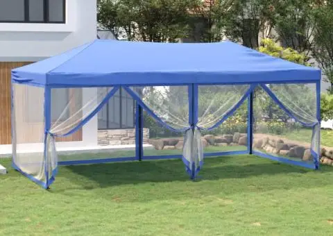 Cort pliabil pentru petreceri cu pereți laterali albastru 3x6 m - 1/5