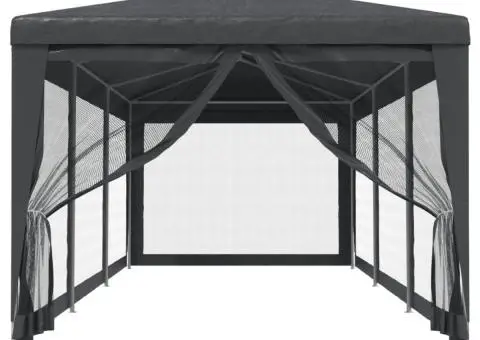 Cort de petrecere cu 8 pereți din plasă, antracit, 3x9 m, HDPE - 3/5