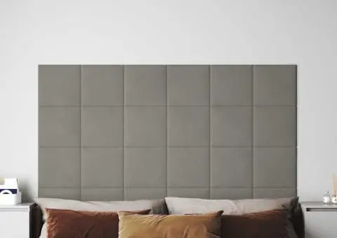 Panouri de perete 12 buc. gri deschis 30x30 cm catifea 1,08 m² - 1/5