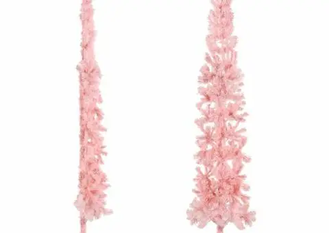 Jumătate brad de Crăciun subțire cu suport, roz, 240 cm - 4/5