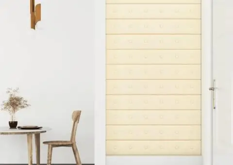 Panouri de perete 12 buc. crem 90x15 cm piele ecologică 1,62 m² - 4/5