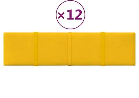 Panouri de perete, 12 buc., galben, 60x15 cm, Catifea, 1,08 m² - 2/5