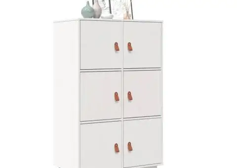 Dulap înalt, alb, 67x40x108,5 cm, lemn masiv de pin - 1/5