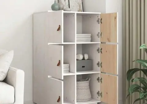 Dulap înalt, alb, 67x40x108,5 cm, lemn masiv de pin - 4/5