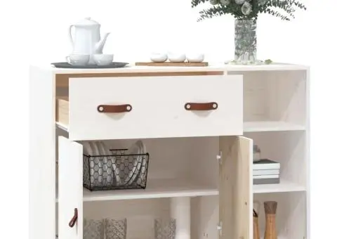 Dulap, alb, 98,5x40x75 cm, lemn masiv de pin - 5/5