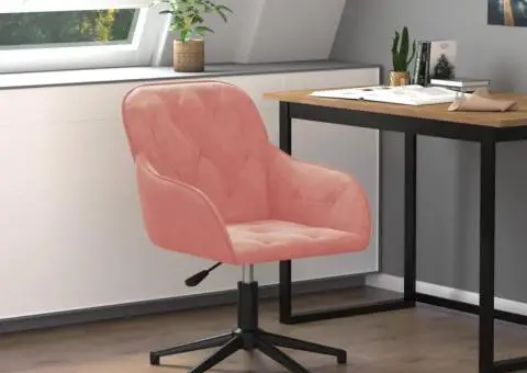 Scaun de birou pivotant, roz, catifea - 1/5
