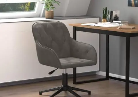 Scaun de birou pivotant, gri închis, catifea - 1/5