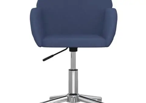 Scaun de birou pivotant, albastru, material textil - 3/5