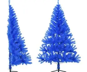 vidaXL Jumătate brad de Crăciun artificial suport, albastru 120 cm PVC