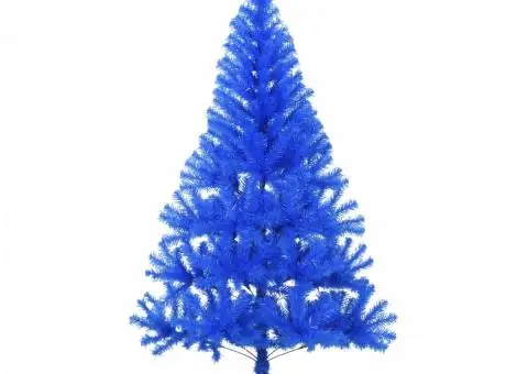 Jumătate brad de Crăciun artificial suport, albastru 120 cm PVC - 3/5