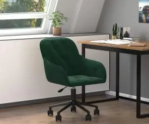 vidaXL Scaun de birou pivotant, verde închis, catifea