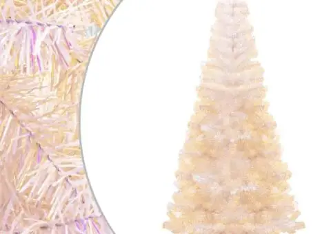 Brad de Crăciun artificial cu vârfuri irizate, alb, 240 cm, PVC - 1/5