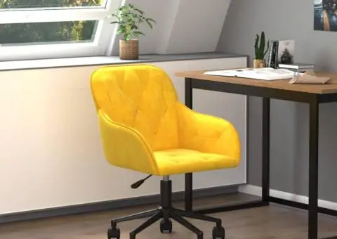 Scaun de birou pivotant, galben, catifea - 1/5