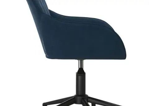 Scaun de birou pivotant, albastru, catifea - 4/5