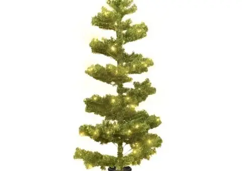 Brad Crăciun pre-iluminat ondulat cu ghiveci verde 120 cm PVC - 2/5