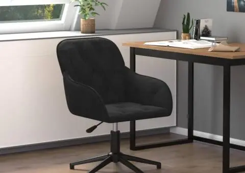 Scaun de birou pivotant, negru, catifea - 1/5