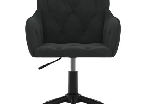Scaun de birou pivotant, negru, catifea - 3/5