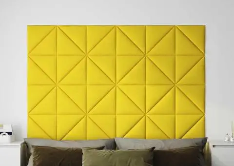 Panouri de perete 12 buc. galben deschis 30x30 cm textil 0,54m² - 1/5