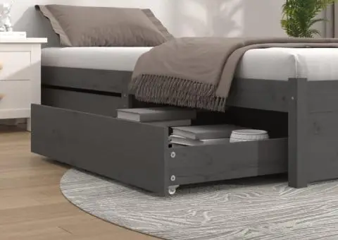 Sertare pentru pat, 2 buc., gri, lemn masiv de pin - 1/5